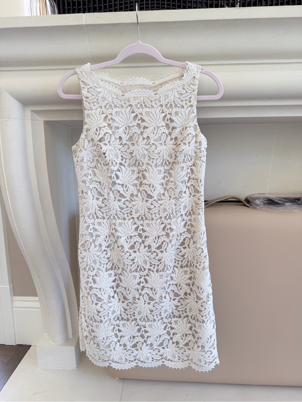 Ann Taylor White Floral Lace Sleeveless Midi Dress